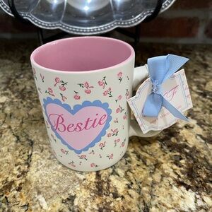 Sunday Morning Ceramics soft touch BESTIE floral mug - Brand new